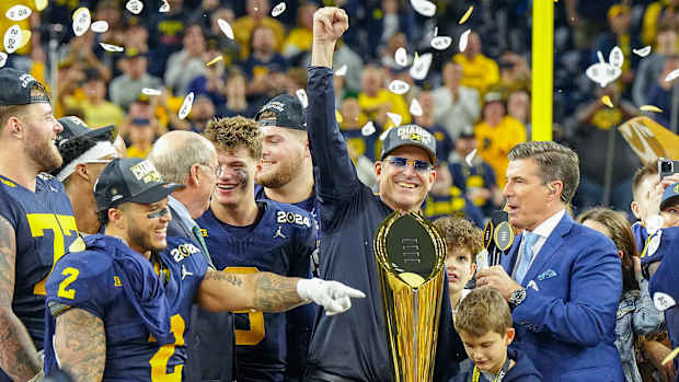 Michigan Wolverines celebrate winning the 2024 CFP national championship
